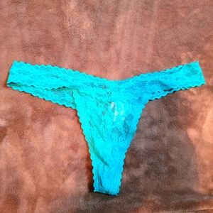 Victoria’s Secret Sexy Lace Vintage Thong Medium Bright Blue Strappy